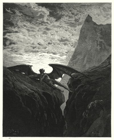 ミルトンズパラダイスロストのギュスターヴドールによるイラスト、第VI巻、406行 作： Gustave Dore